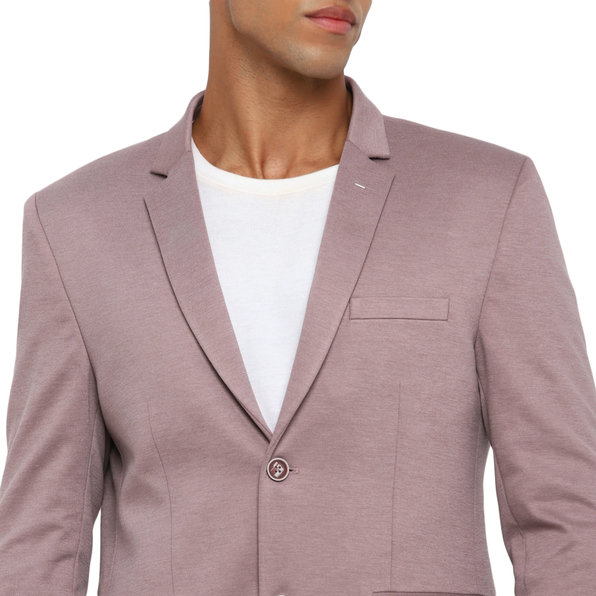 Men Solid Single Breasted Casual Blazer (Purple)