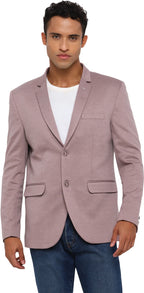 Men Solid Single Breasted Casual Blazer (Purple)