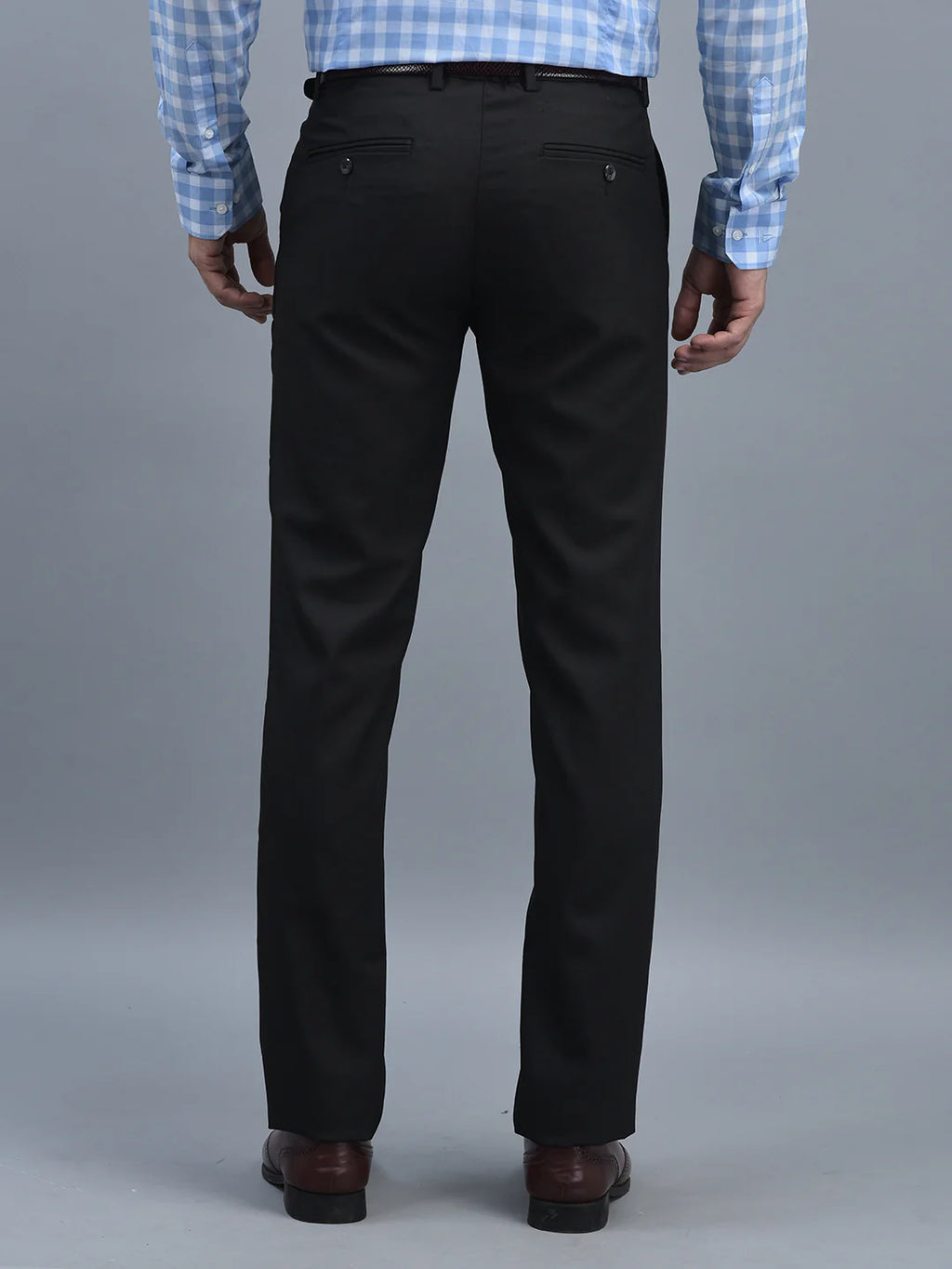 Men Regular Length Solid Pattern Button Closure Formal Trouser