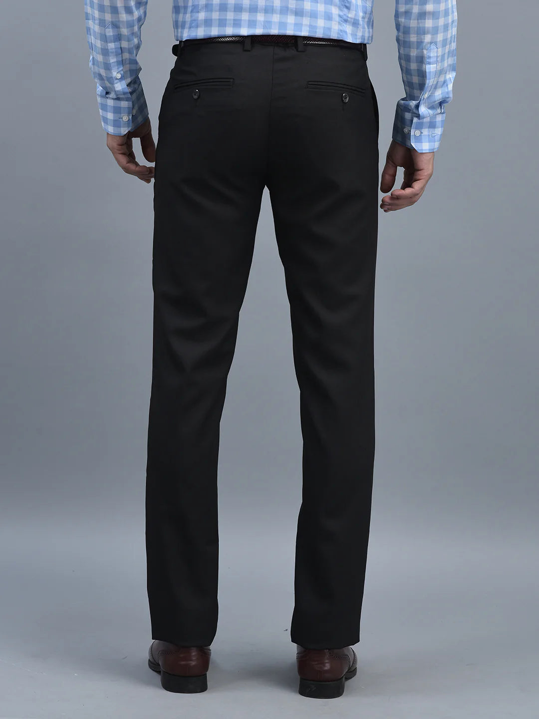Men Regular Length Solid Pattern Button Closure Formal Trouser