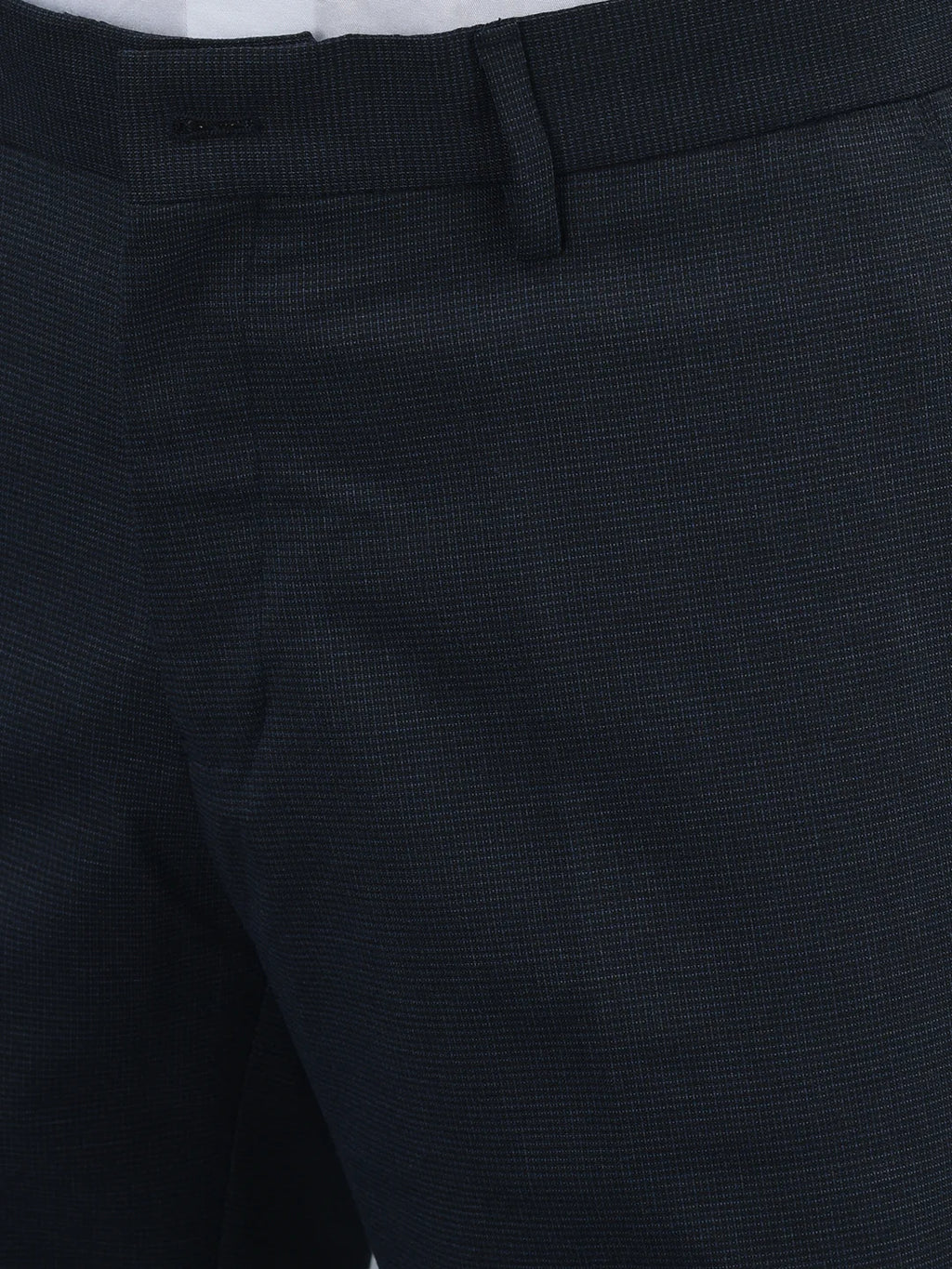 Men Regular Length Self Design Pattern Button Closure Formal Trouser