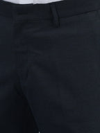 Men Regular Length Self Design Pattern Button Closure Formal Trouser