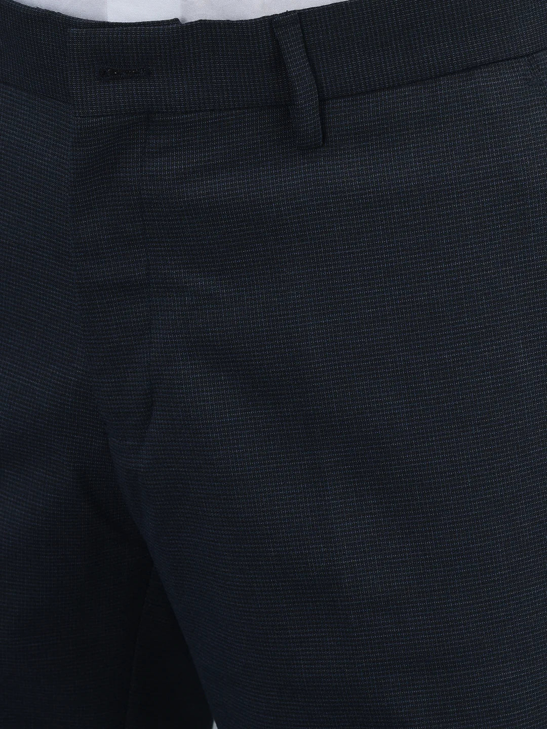 Men Regular Length Self Design Pattern Button Closure Formal Trouser