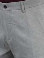 Men Regular Length Self Design Pattern Button Closure Formal Trouser