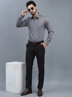Men Regular Length Solid Pattern Button Closure Formal Trouser