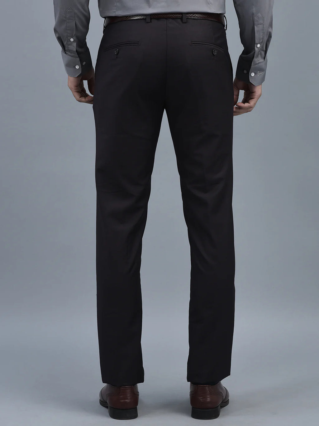 Men Regular Length Solid Pattern Button Closure Formal Trouser