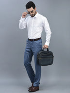 Men Regular Length Solid Pattern Button Closure Formal Trouser