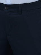Men Regular Length Self Design Pattern Button Closure Formal Trouser