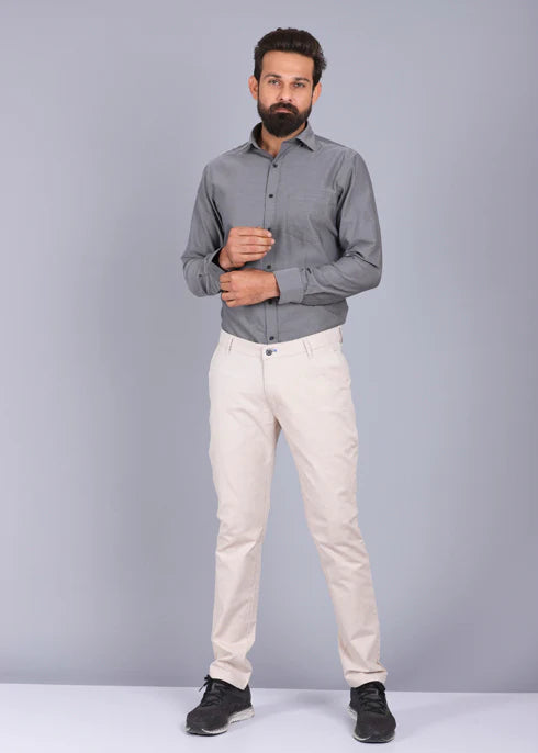 Beige Color Casual Trouser