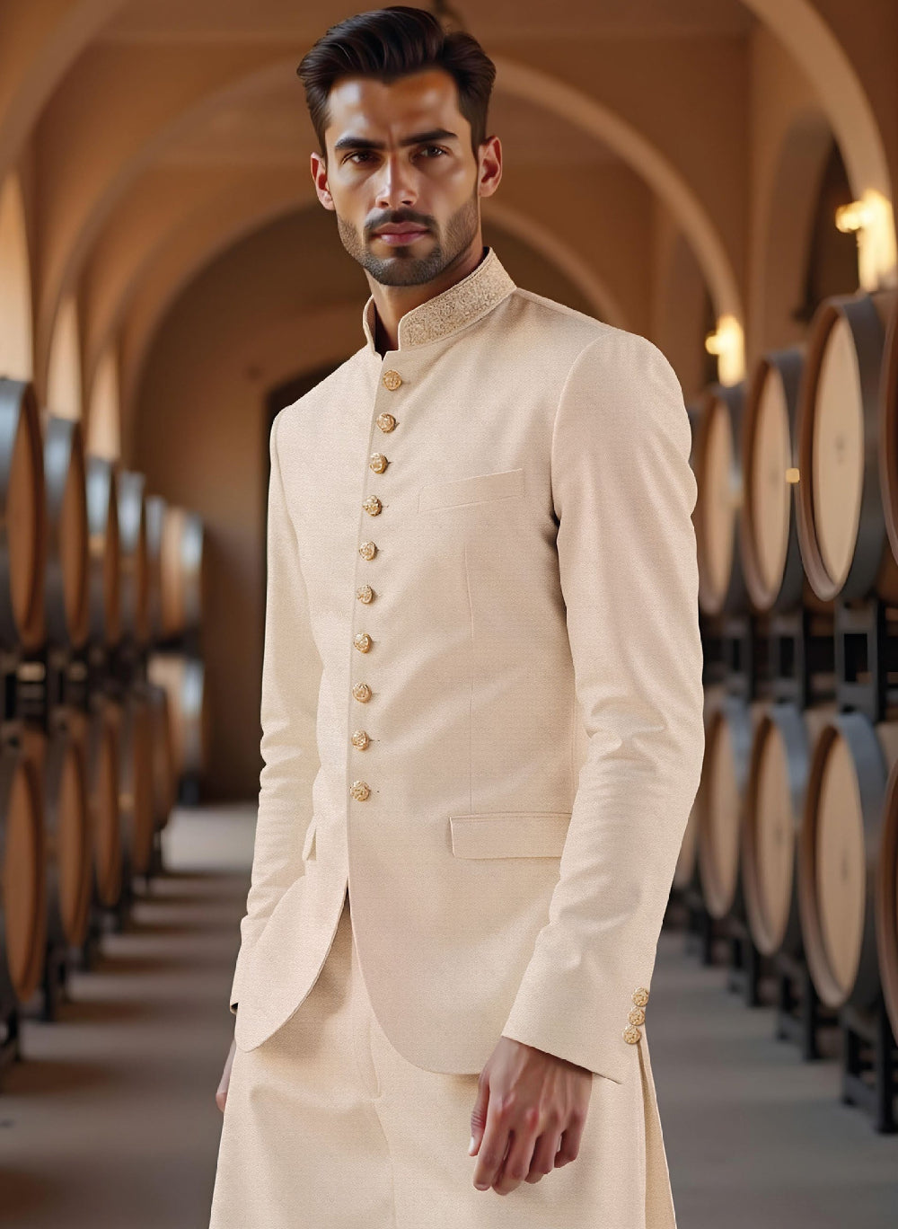 Riserva Ivory Sherwani Suit – Premium Wedding & Festive Wear Main image