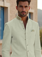 Riserva Mint Ivory Bandhgala Suit – Premium Wedding & Festive Wear