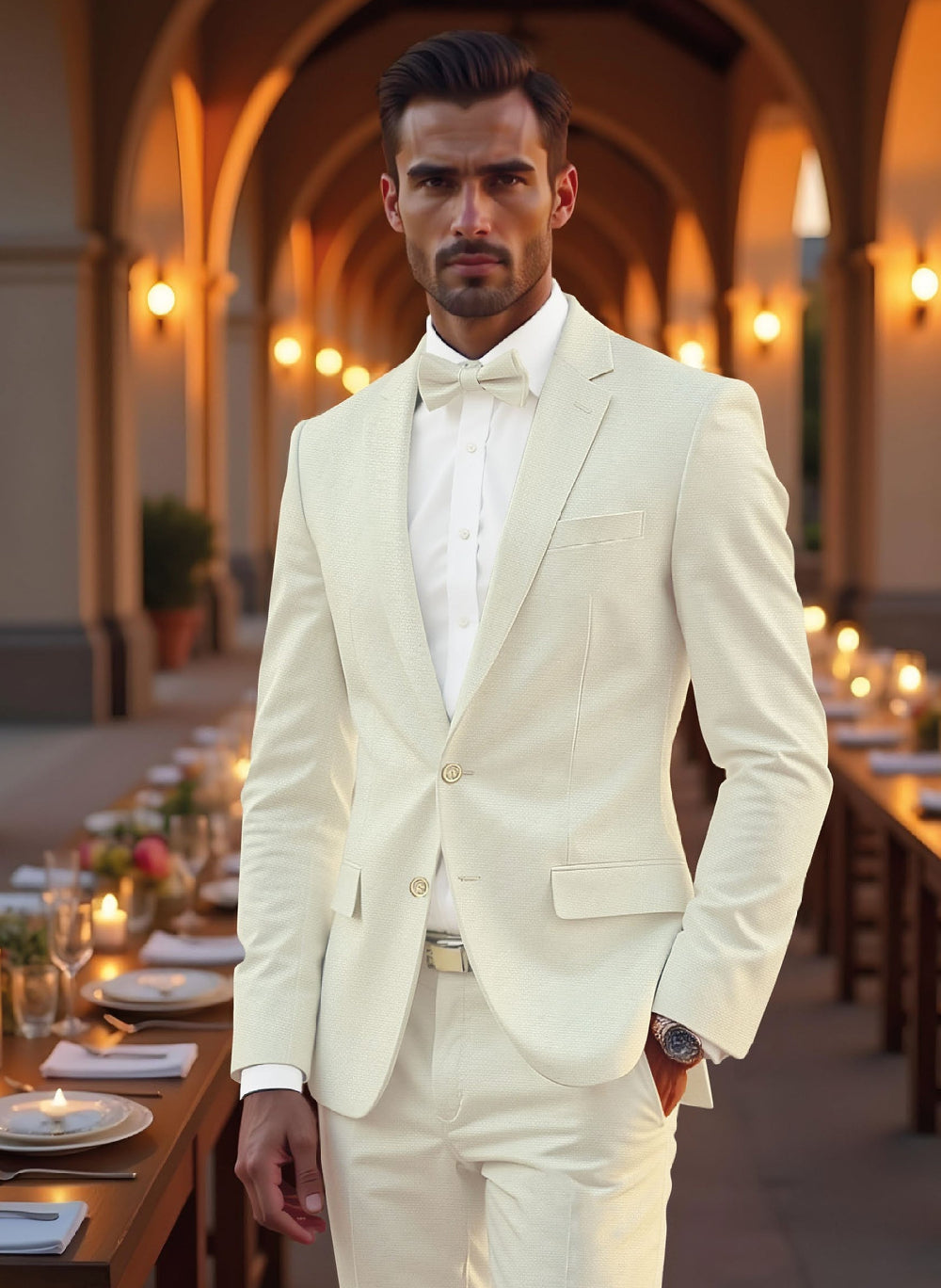 Riserva Ivory Cream Tuxedo Suit – Premium Wedding & Evening Wear Main image
