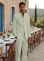 Riserva Mint Ivory Bandhgala Suit – Premium Wedding & Festive Wear