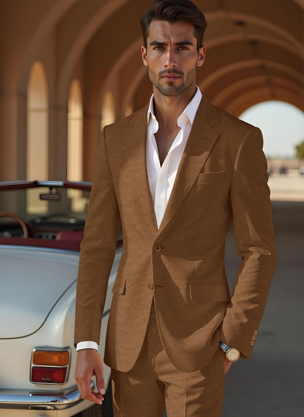 Riserva Classic Brown Slim Fit Suit – Elegant Premium Wear