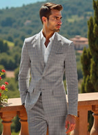 Riserva Light Grey Plaid Slim Fit Suit – Modern Elegant Wear