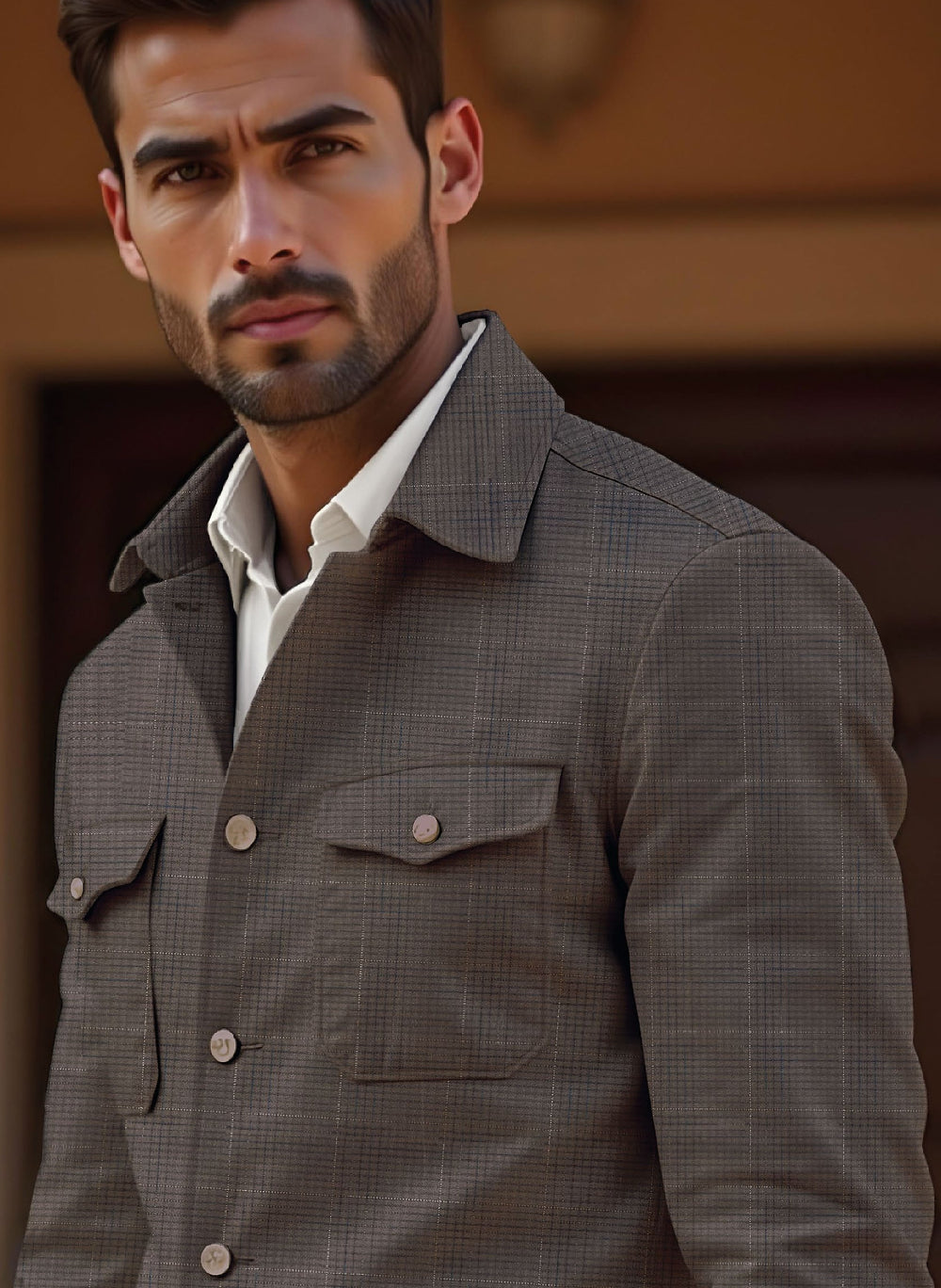 Riserva Brown Check Overshirt – Premium Smart Casual Layering Jacket Main image
