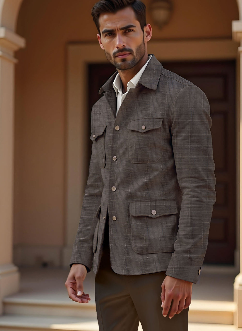 Riserva Brown Check Overshirt – Premium Smart Casual Layering Jacket