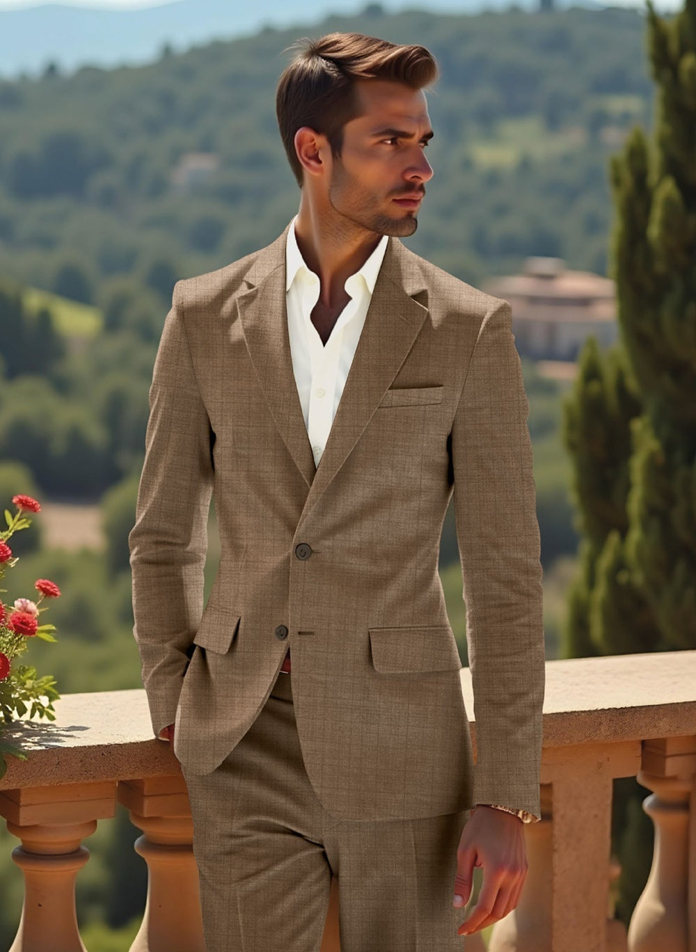 Riserva Beige Brown Suit – Premium Summer Elegance Main image