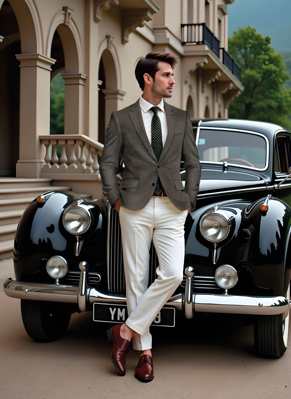 Riserva Olive Brown Checked Blazer – Smart Casual Luxury Main image