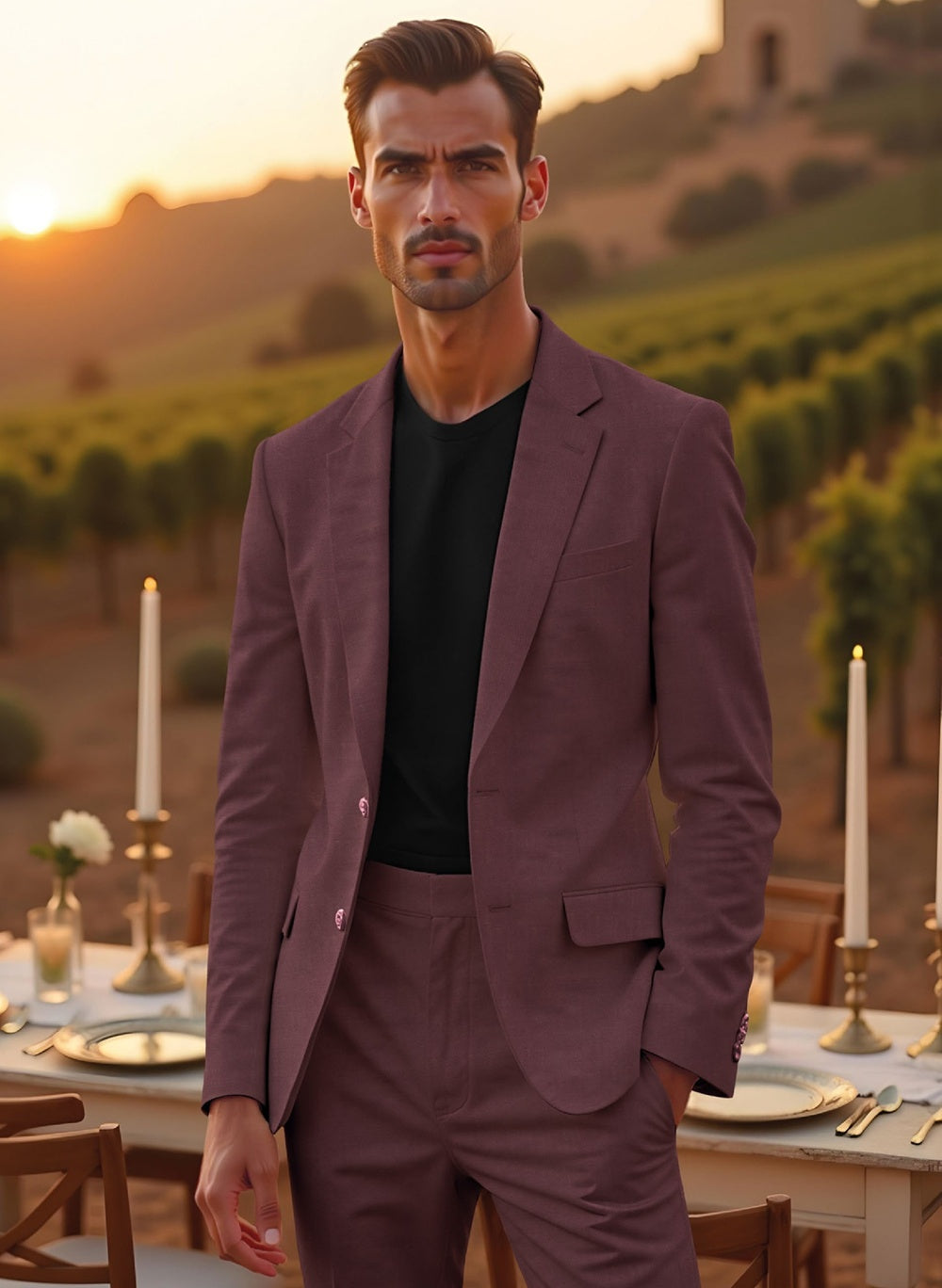 Riserva Wine Purple Suit – Luxury Evening Statement